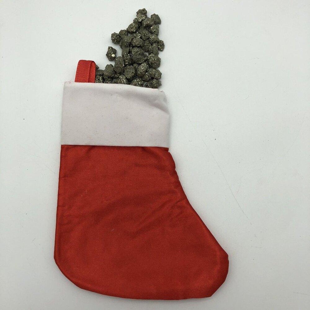 Rock Lovers Nice List Gag Gift Mini Pyrite "Gold" Christmas Stocking Holiday